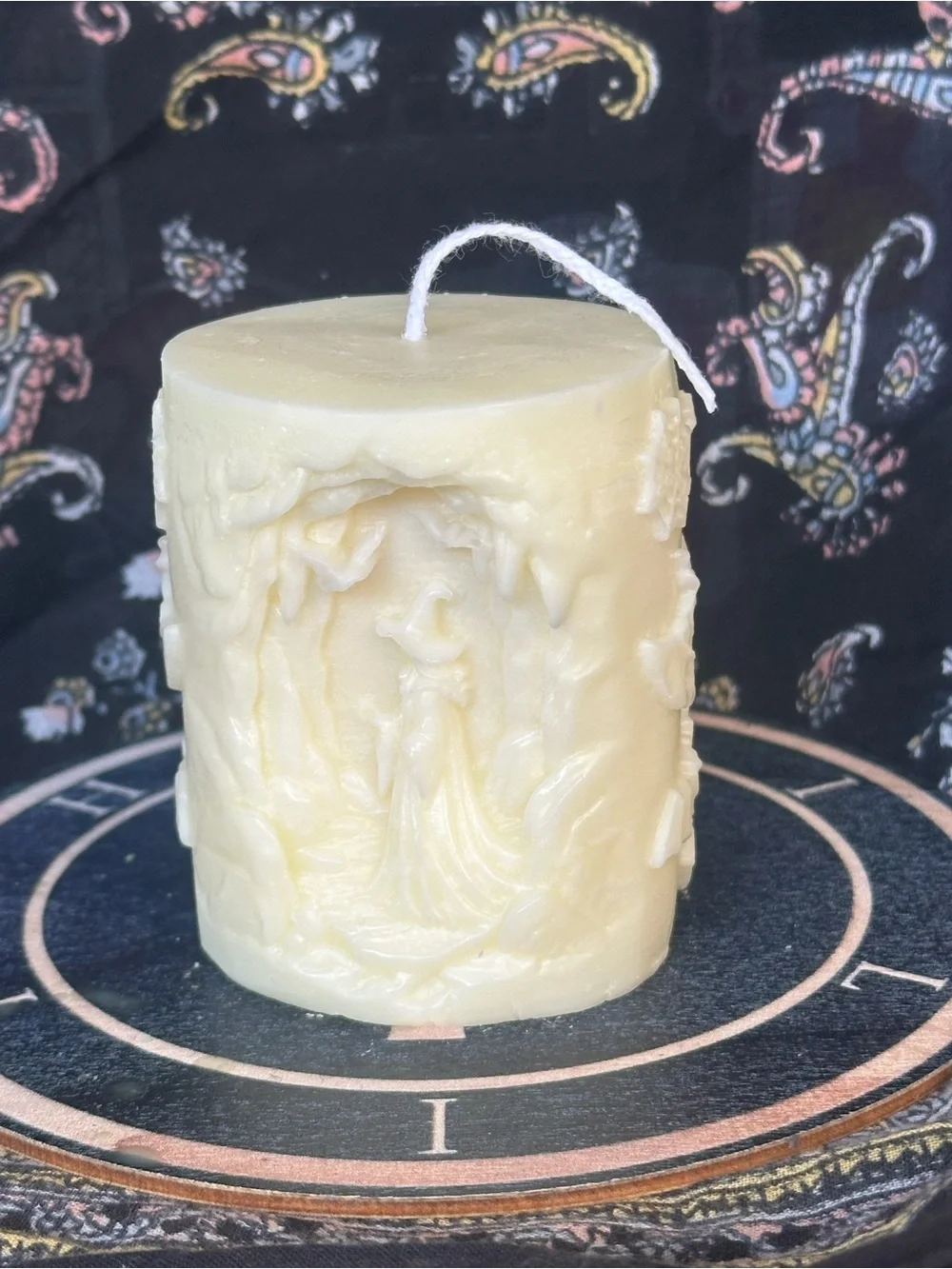 Ivory Forest Witch Pillar Candle